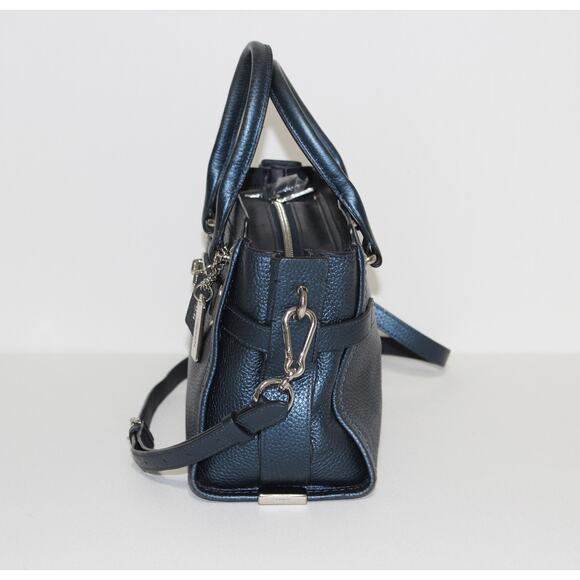 COACH Swagger 27 in Metallic Blue Pebble Leather Satchel Bag - Picture 9 of 14